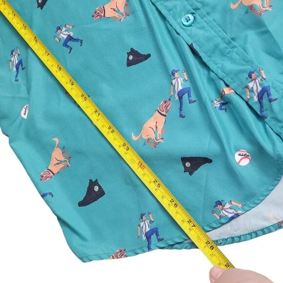 The Roosevelts RSVLTS x Sandlot Button Up Shirt Green Benny Beast Dog Mens M - Picture 11 of 12